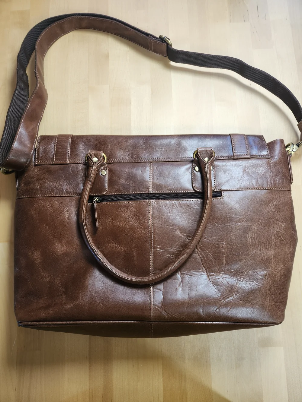 Leather Laptop Satchel in Brown